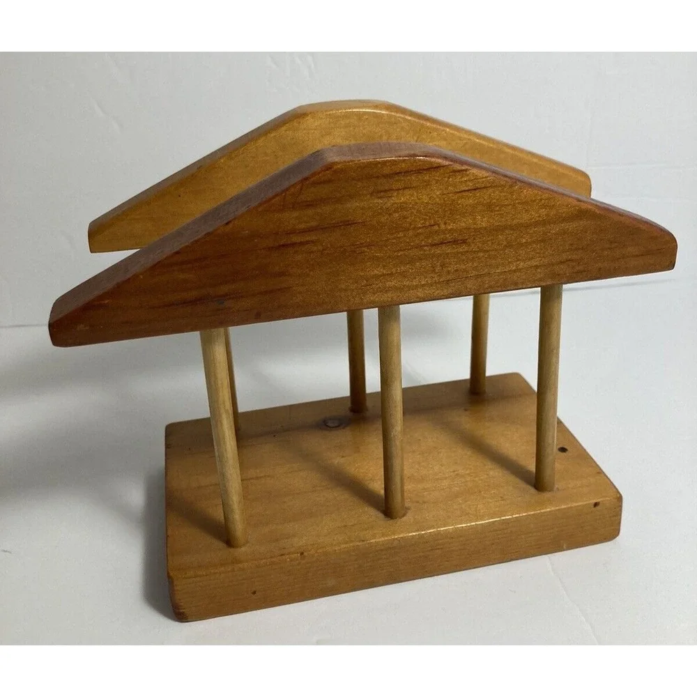 Napkin Holder Solid Wood Light Stained Homemade Vintage 6 x‎ 5.5 inches